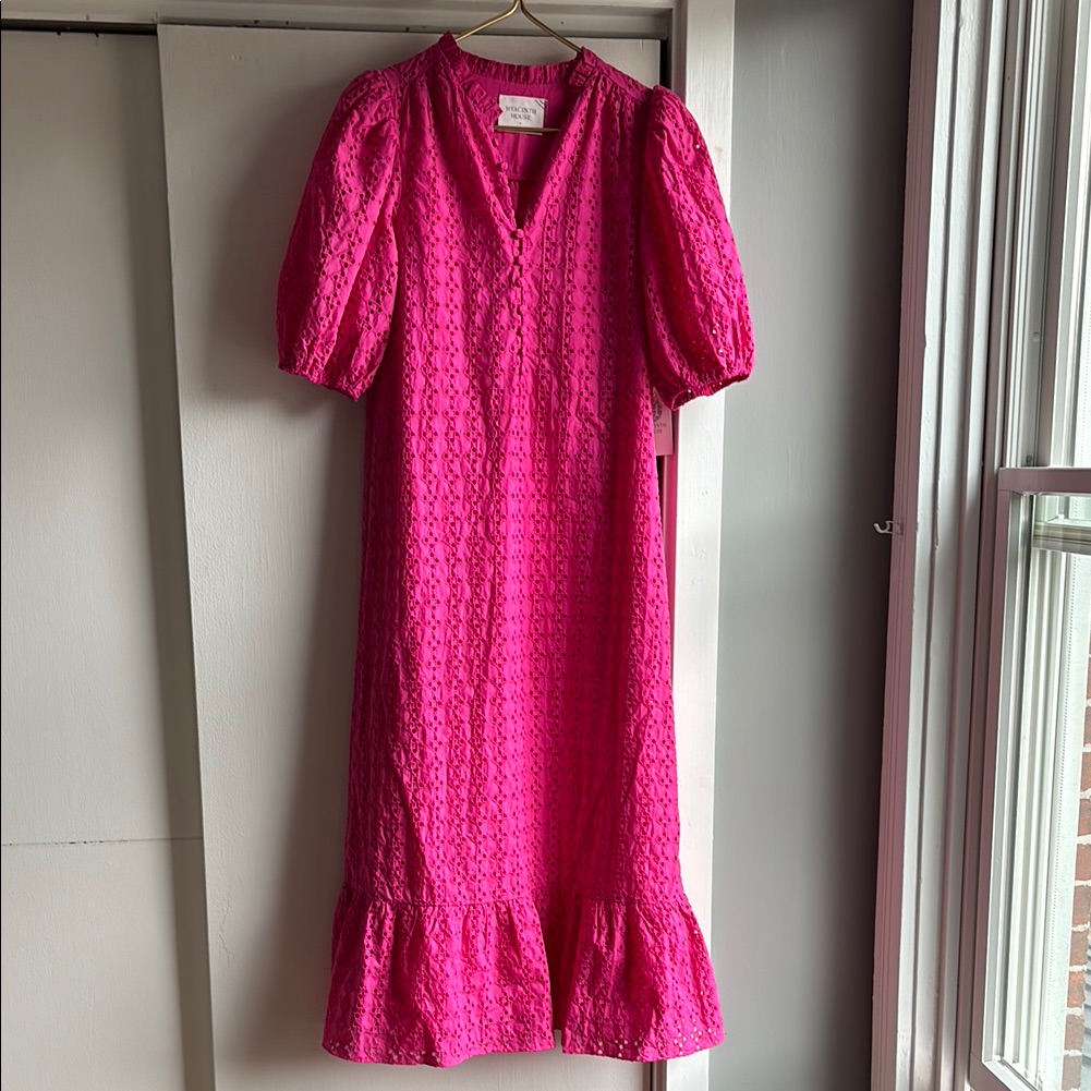Nwt Tuckernuck Hyacinth House Hot Pink Eyelet Peplum Dress
